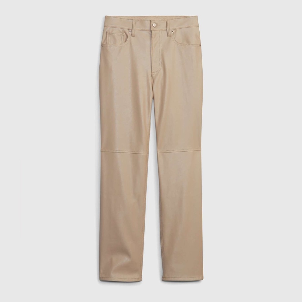 GAP High Rise Faux-Leather Cheeky Straight Pants (33 Tall)